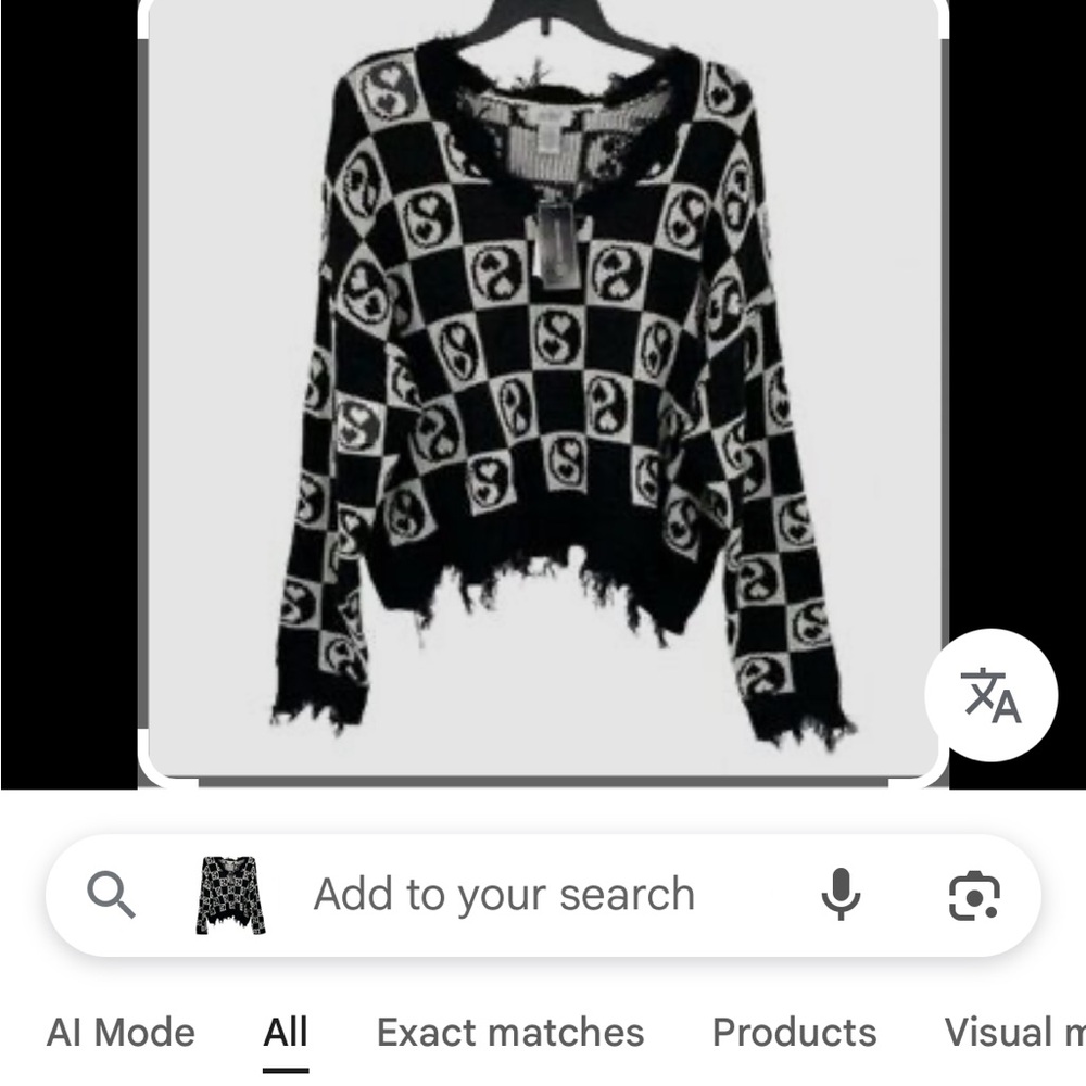 Just Polly Black and White Checkered Women's Sweater NWT - Picture 3 of 5